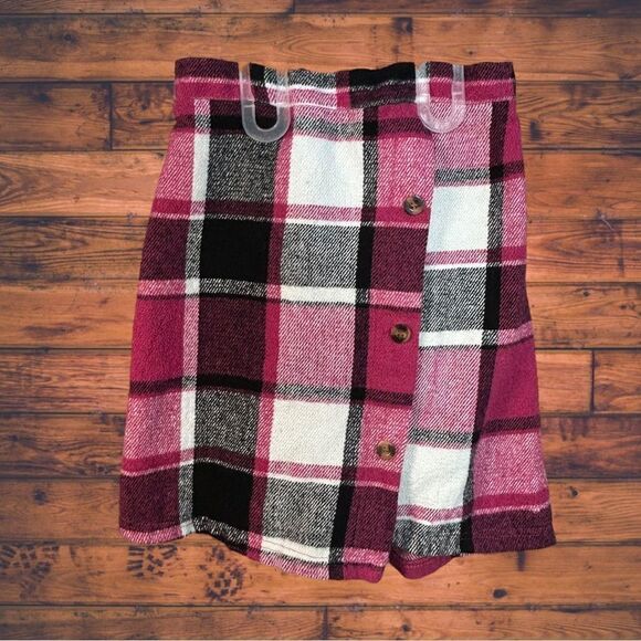 5 for $25🔥Shein Pink Plaid Wool Blend Skirt Size 12Y - Picture 1 of 5